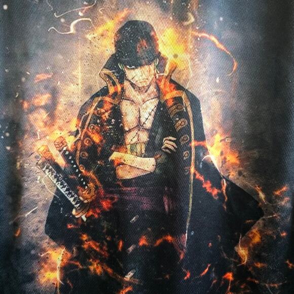 One Piece Roranoa Zoro Anime Graphic Jersey Style Dark Gray Tee Large - Picture 3 of 9